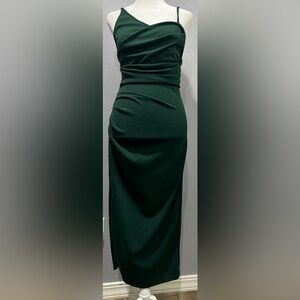 SHEIN Dark Green Ruched Spaghetti Strap Formal Dress Size 4